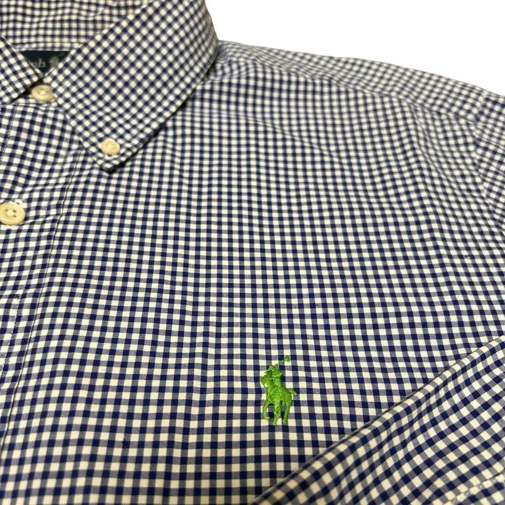Polo Ralph‎ Lauren Shirt Mens 15 32 33 Blue Gingham Check Long Sleeve